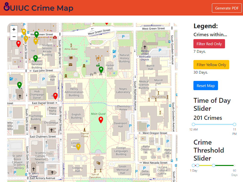 Screenshot of crime map