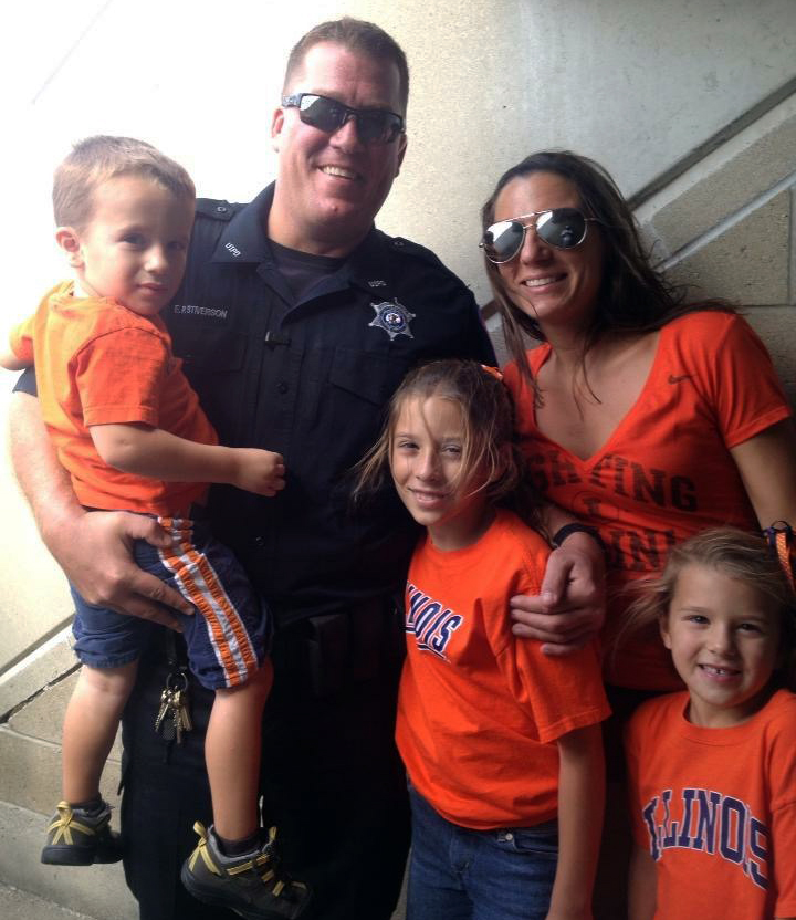 Det. Eric Stiverson and his family at a Fighting Illini football game.