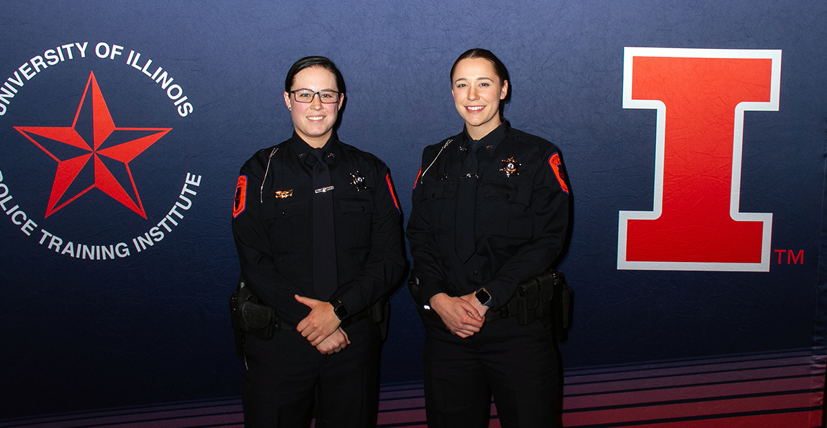 Officers Rachel Bishop (left) and Kennedy Hartman (right) graduated from the University of Illinois Police Training Institute on Dec. 19.