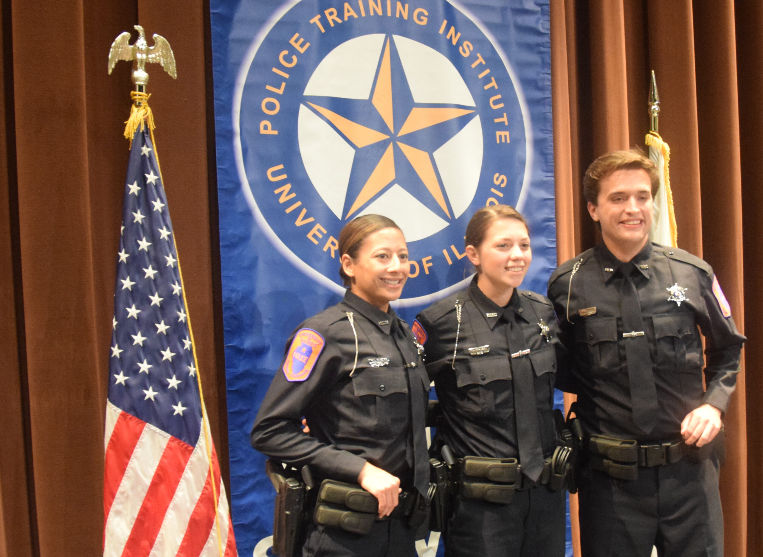 Officers Michelle Kaeding, Taylor Franzen and Edilberto Chevere were sworn in as U. of I. officers on Friday, September 18th.