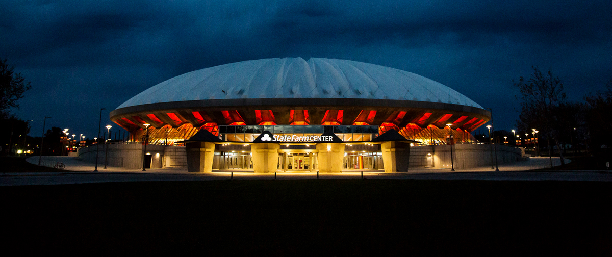 State Farm Center at Night.